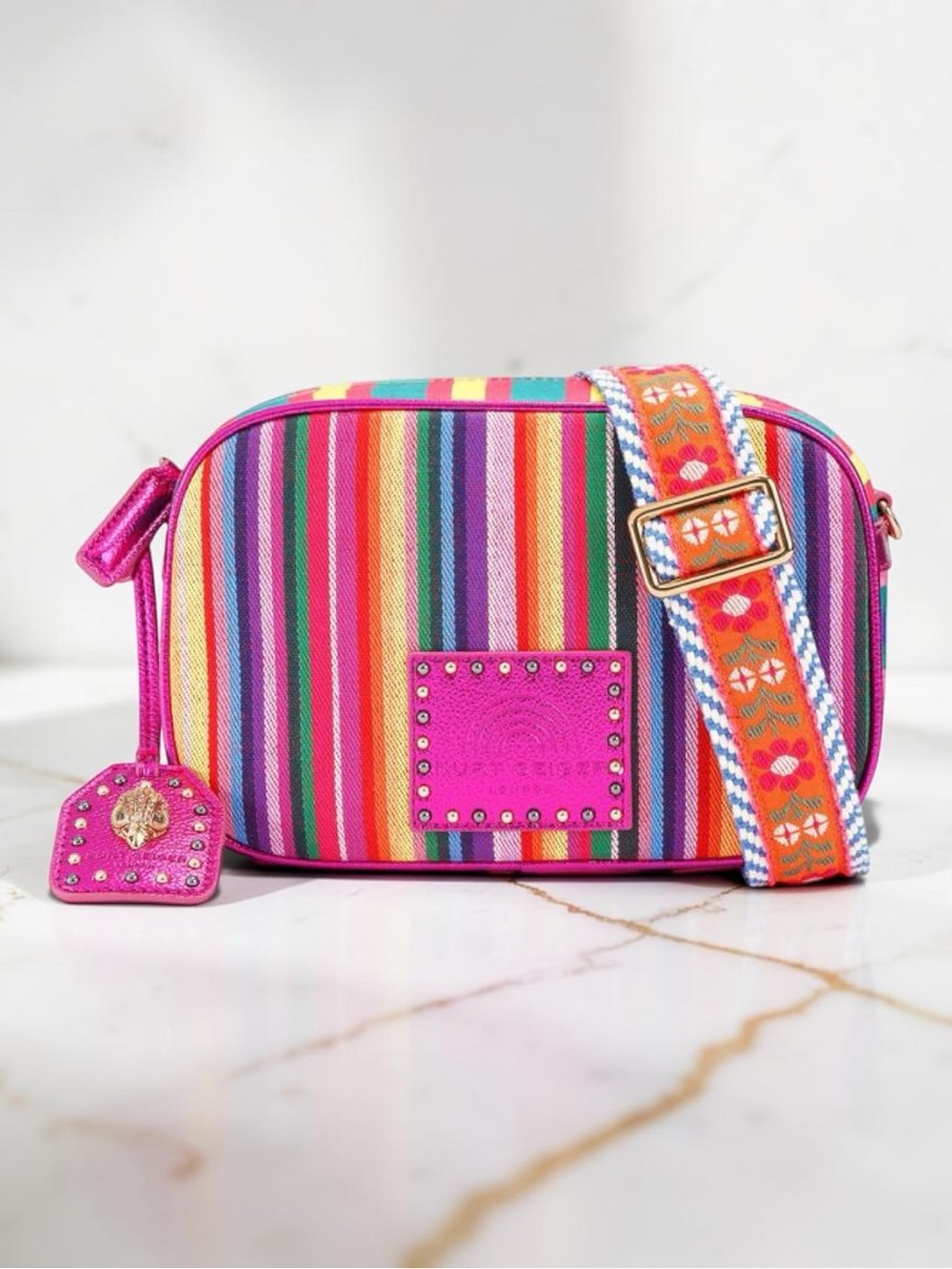Kurt Geiger Multicolor Southbank Striped Camera Bag